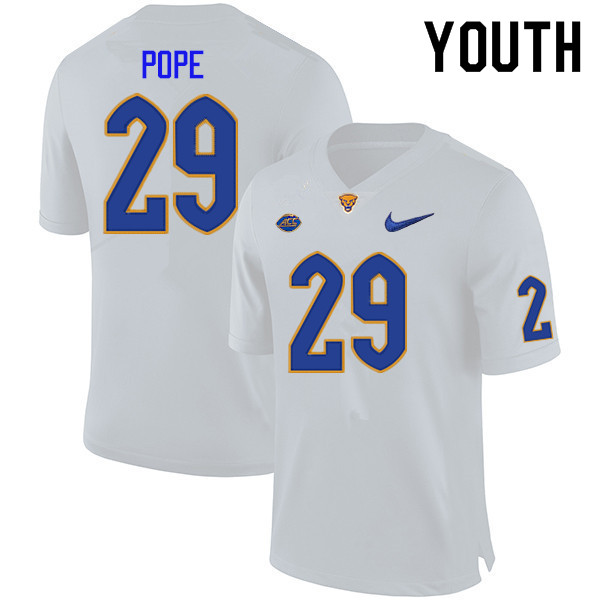 Youth #29 Marquan Pope Pitt Panthers College Football Jerseys Sale-White